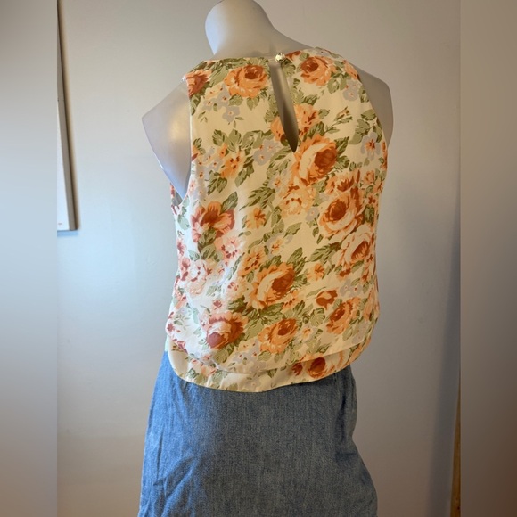 GUESS Floral Vintage Rose Garden Sleeveless Top XS - Picture 2 of 5